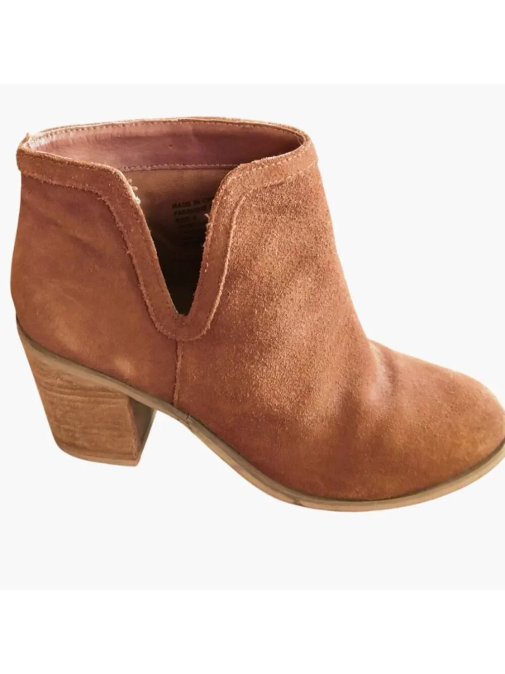 Brown Suede Ankle Booties Womens Shoes Size 9